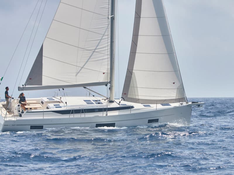 A Bavaria sailing yacht under way