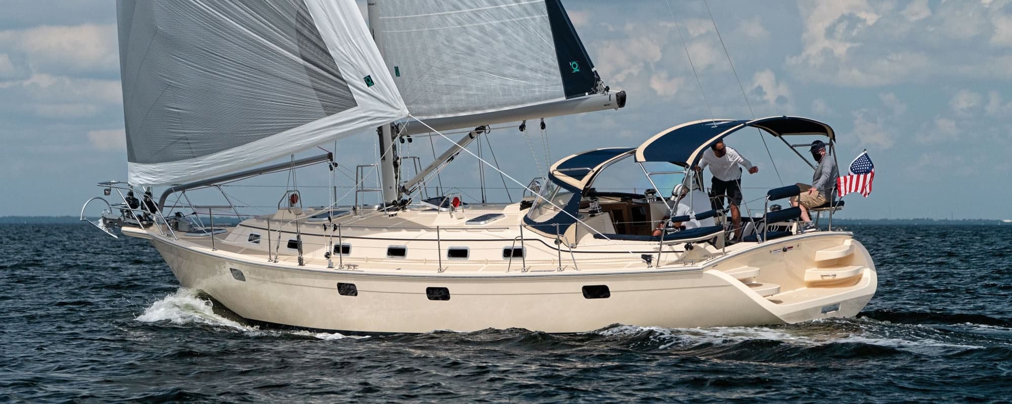 An Island Packet bluewater cruiser at anchor