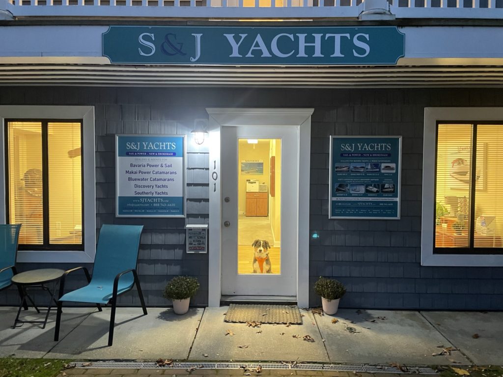 S&J Yachts Annapolis Office - Ollie in Window